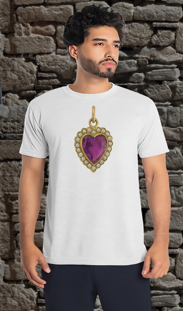 "Heart Pendant" T-Shirt Unisex (Small, White)