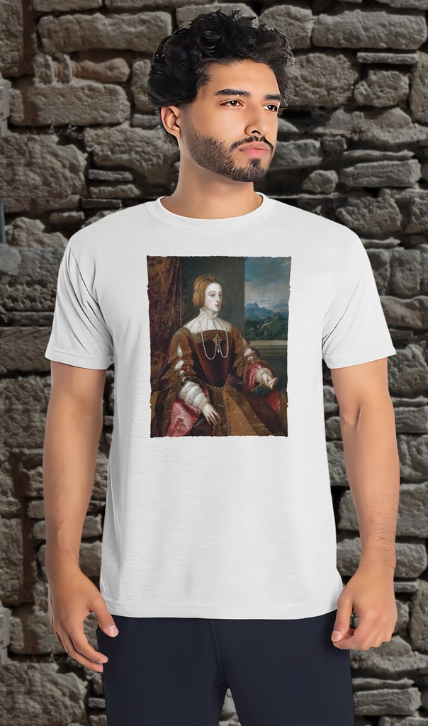 "Isabella of Portugal 1503-1539 Portrait" T-Shirt Unisex (Small, White)