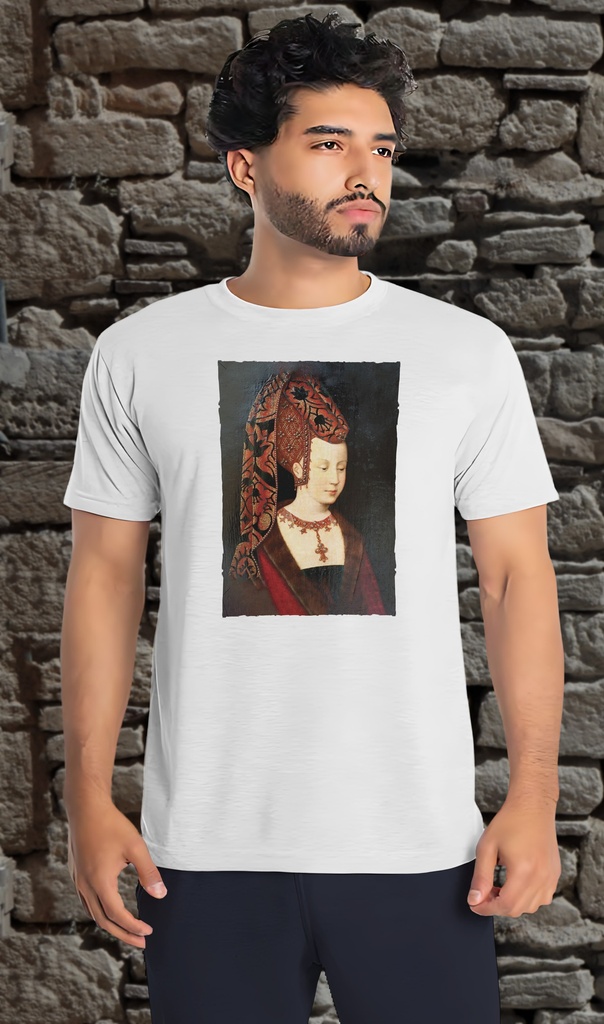 "Isabella de Portugal 1397-1471" T-Shirt Unisex (Small, White)
