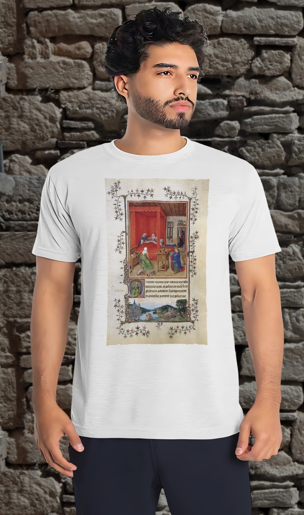 "Jean de Berry Book of Hours 1" T-Shirt Unisex (Small, White)