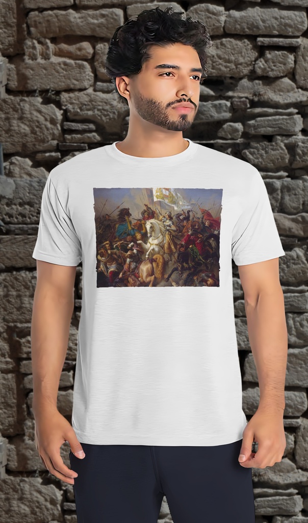 "Joan of Arc - Battle" T-Shirt Unisex (Small, White)