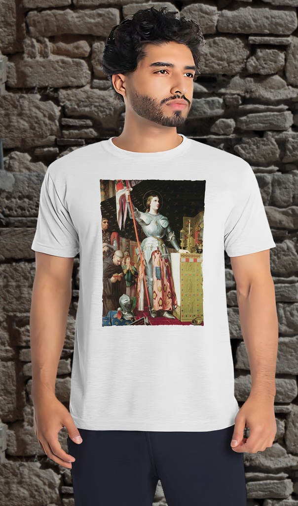 "Joan of Arc - Coronation of King Charles VII" T-Shirt Unisex (Small, White)