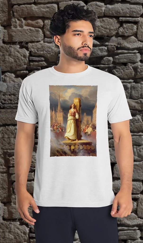 "Joan of Arc - Death at the Stake" T-Shirt Unisex (Small, White)