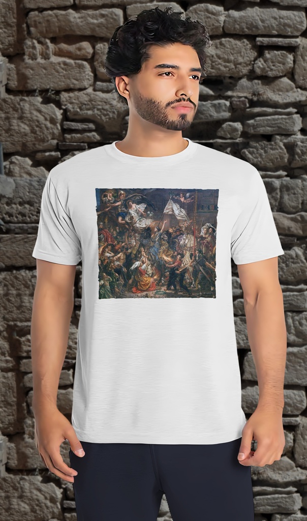 "Joan of Arc Detail" by Jan Matejko T-Shirt Unisex (Small, White)