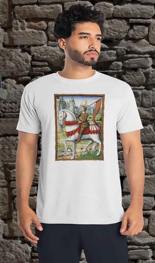 "Joan of Arc - Les Vies des Femmes Célèbres" by Jan Matejko T-Shirt Unisex (Small, White)