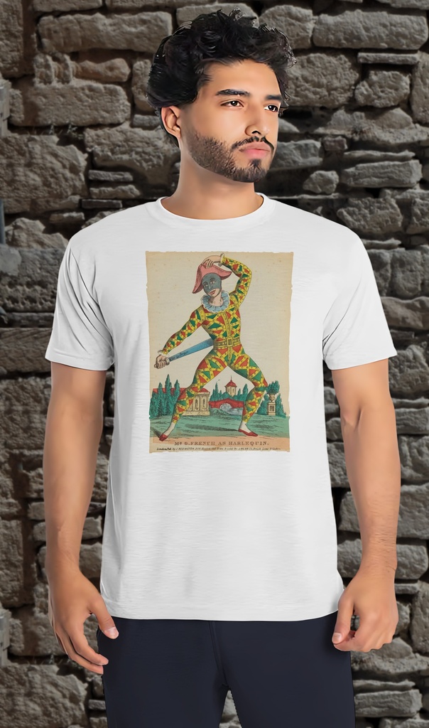 "Mr G French as Harlequin" T-Shirt Unisex (Small, White)