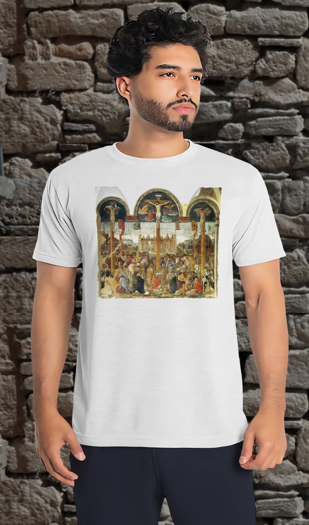 "Crucifixion of Santa Maria delle Grazie" T-Shirt Unisex (Small, White)