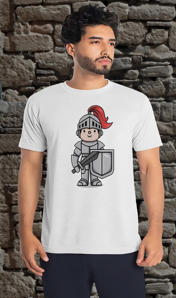 "Cute Knight" T-Shirt Unisex (Small, White)