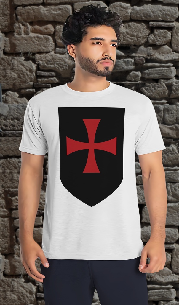 "Knights Templar Shield" T-Shirt Unisex (Small, White)