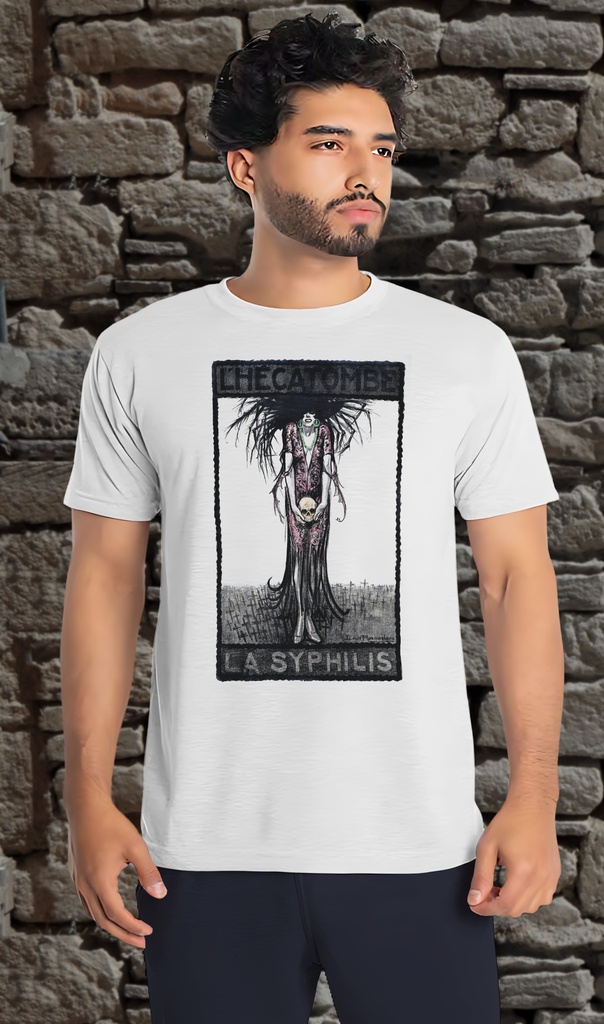 "La Syphilis" by Louis Raemaekers T-Shirt Unisex (Small, White)