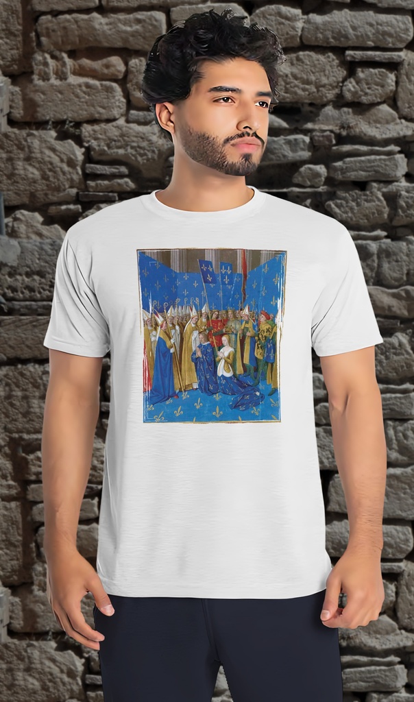 "Louis VIII and Blanche of Castille Coronation 1223" T-Shirt Unisex (Small, White)