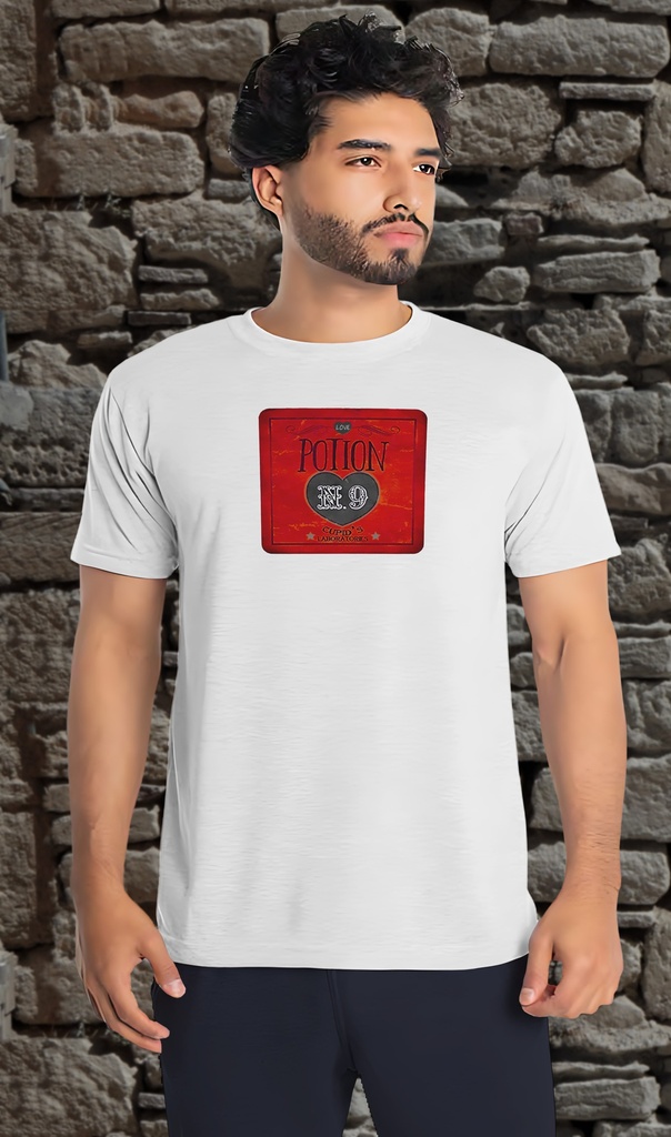 "Love Potion No.9 Red" T-Shirt Unisex (Small, White)