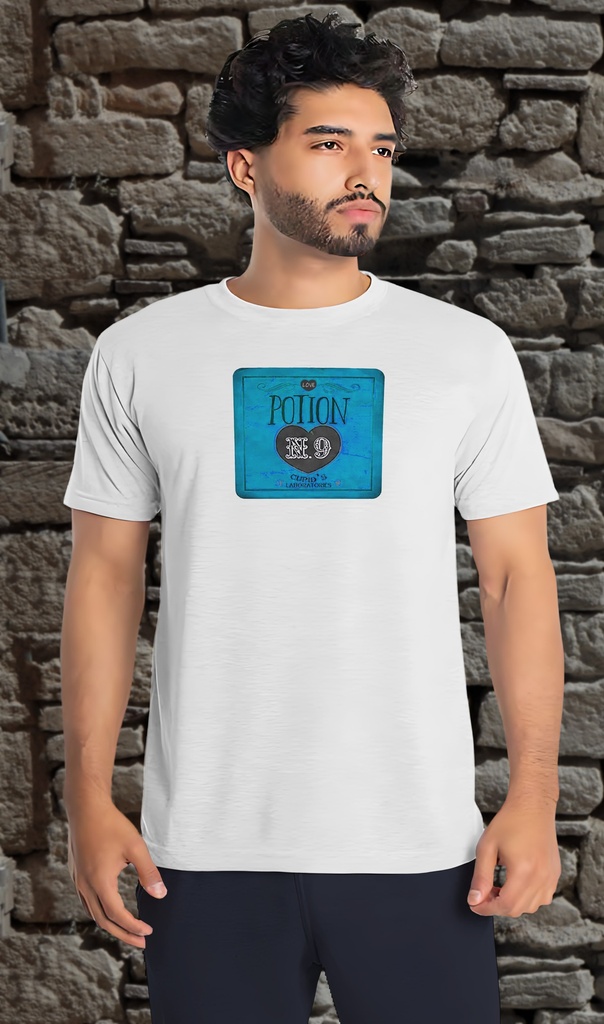 "Love Potion No.9 Saphire" T-Shirt Unisex (Small, White)