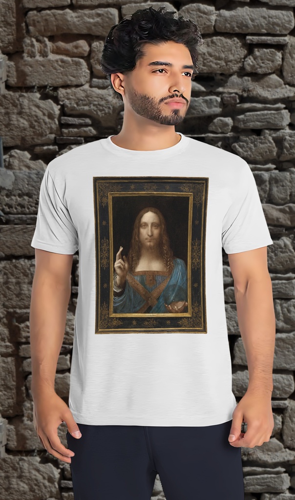 "Salvator Mundi Framed" by Leonardo Da Vinci T-Shirt Unisex