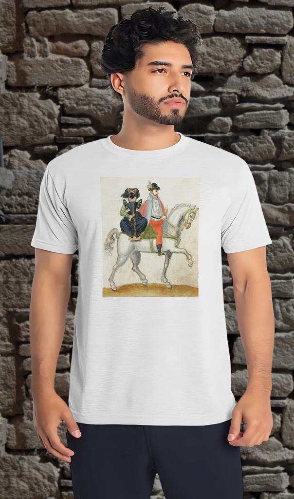 "Album Amicorum Woman on a Horse" T-Shirt Unisex (Small, White)