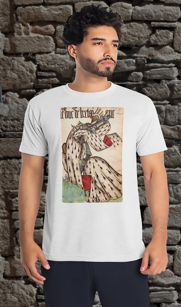 "Grand Armorial of the Golden Fleece - Bretagne" T-Shirt Unisex (Small, White)