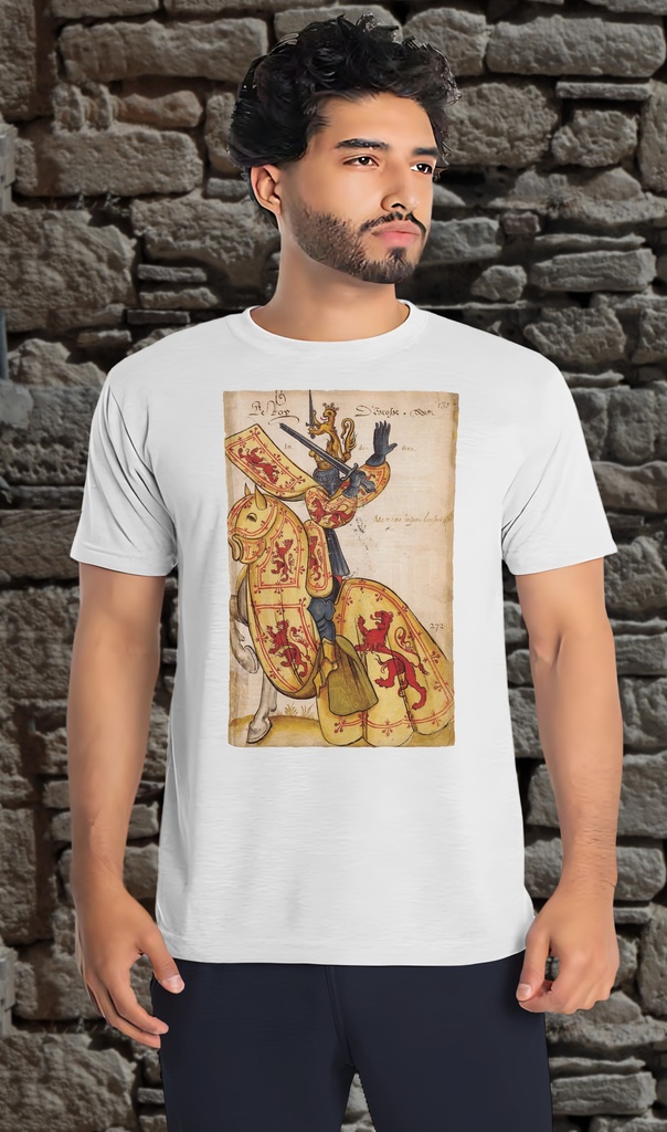 "Grand Armorial of the Golden Fleece - King of Scotland" T-Shirt Unisex (Small, White)