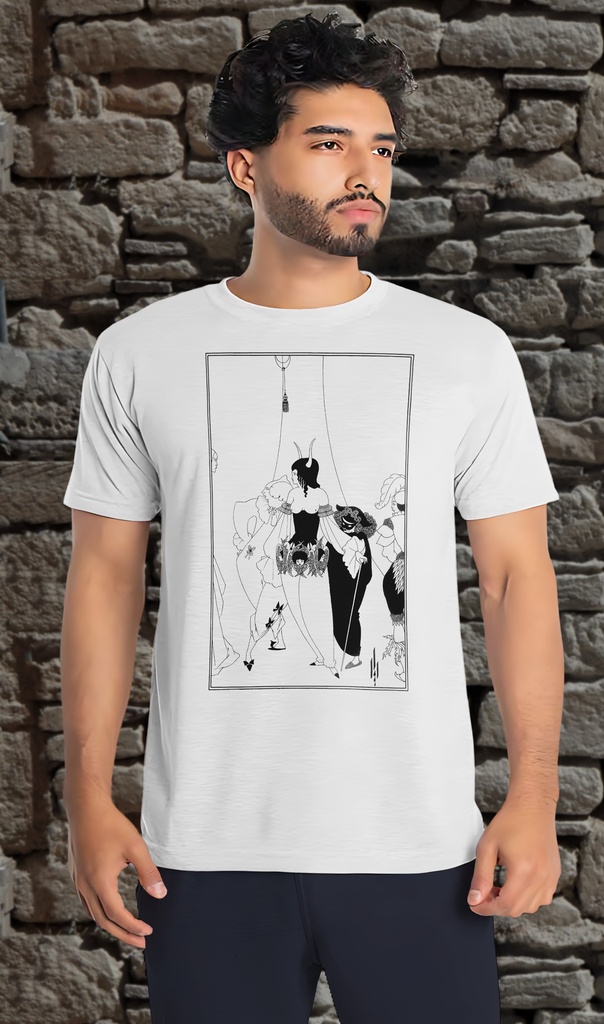 "Mask of the Red Death (1895-96)" by Aubrey Beardsley T-Shirt Unisex (Small, White)