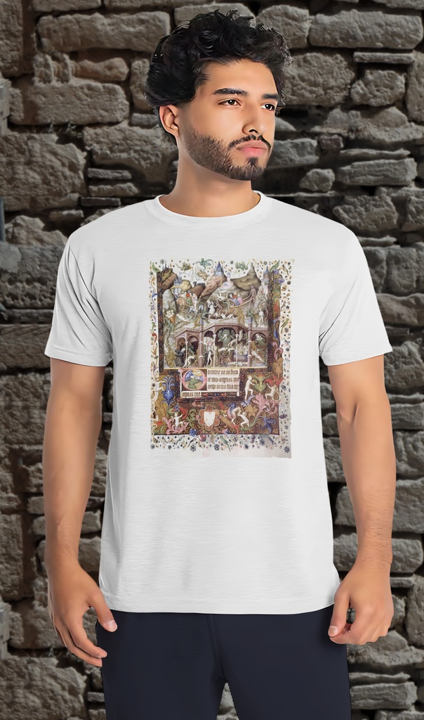 "Book of Hours Hell" T-Shirt Unisex (Small, White)