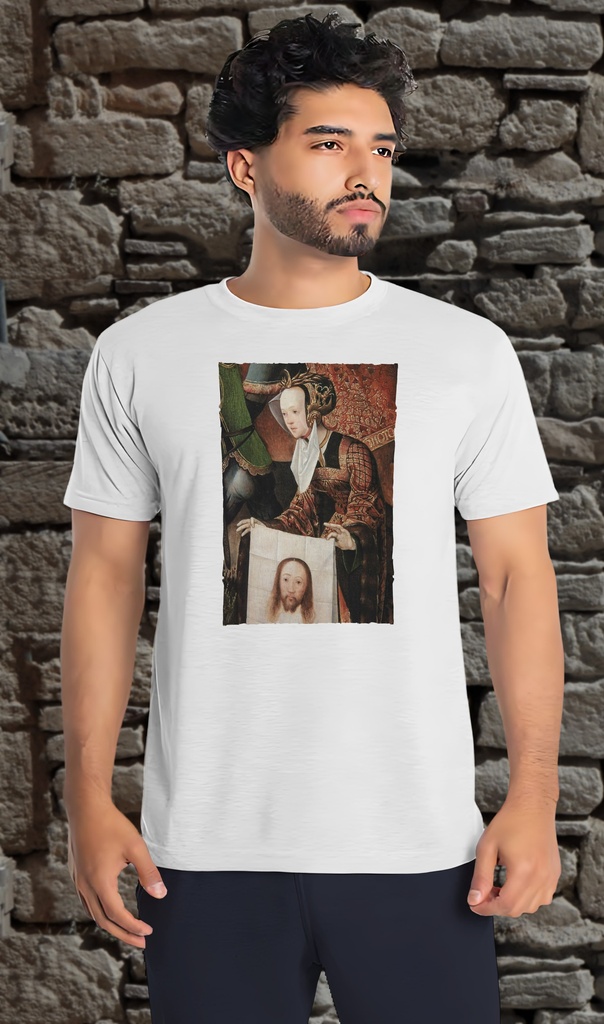 "Christ The Crucifixion - Detail 2" by Jacob Cornelisz van Oostsanen T-Shirt Unisex (Small, White)