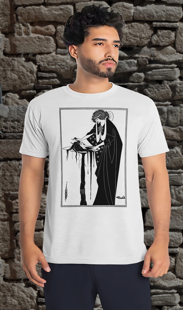 "Salome The Dancers Reward (1893)" by Aubrey Beardsley T-Shirt Unisex (Small, White)