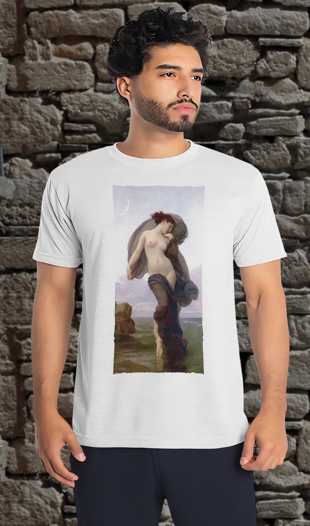 "Evening Mood" by William Bouguereau T-Shirt Unisex (Small, White)