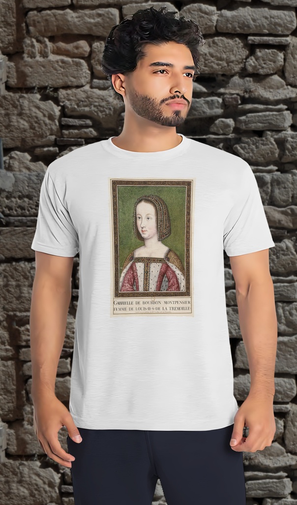 "Gabrielle de Bourbon" T-Shirt Unisex (Small, White)