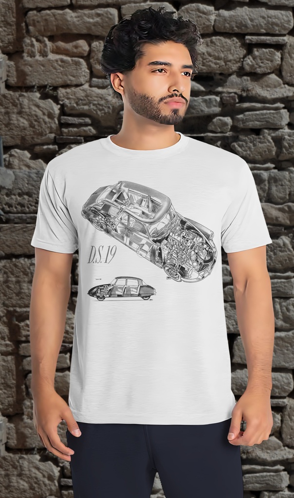 "Citroën DS19" Unisex T-Shirt (Small, White)