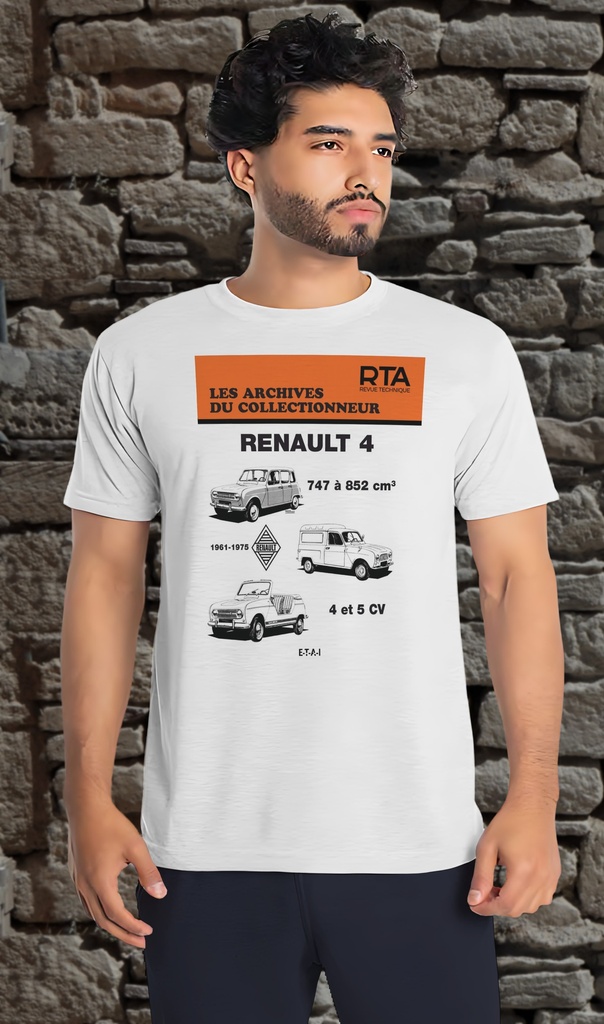"RTA Renault 4"  Unisex T-Shirt (Small, White)