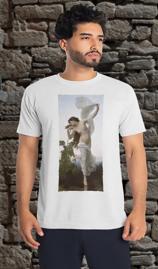 "L'Aurore" by William Bouguereau T-Shirt Unisex (Small, White)