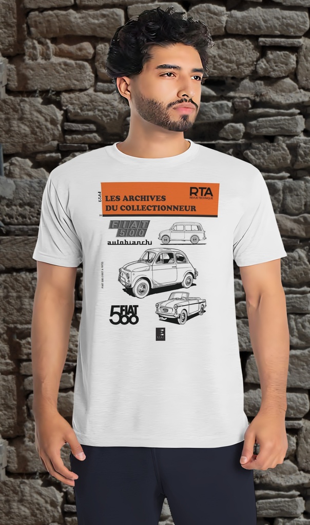 "RTA Fiat 500" Unisex T-Shirt (Small, White)