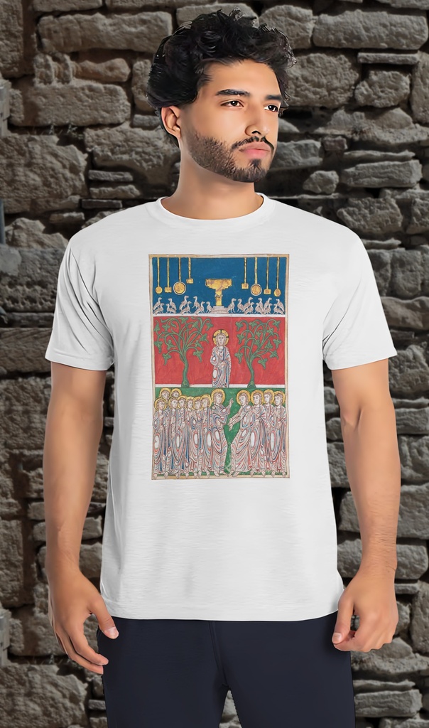 "Leaf from a Beatus Manuscript" T-Shirt Unisex (Small, White)