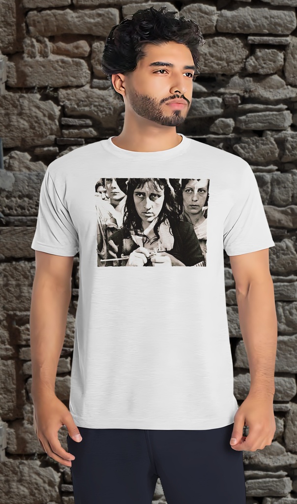 "Madame Defarge 3" T-Shirt Unisex (Small, White)