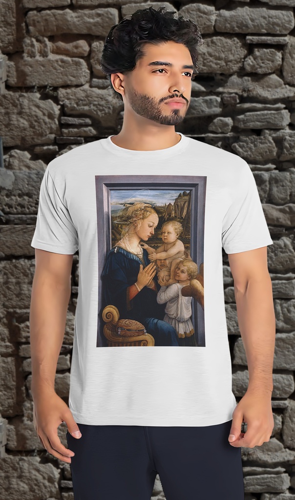 "Madonna" by Filippo Lippi T-Shirt Unisex (Small, White)