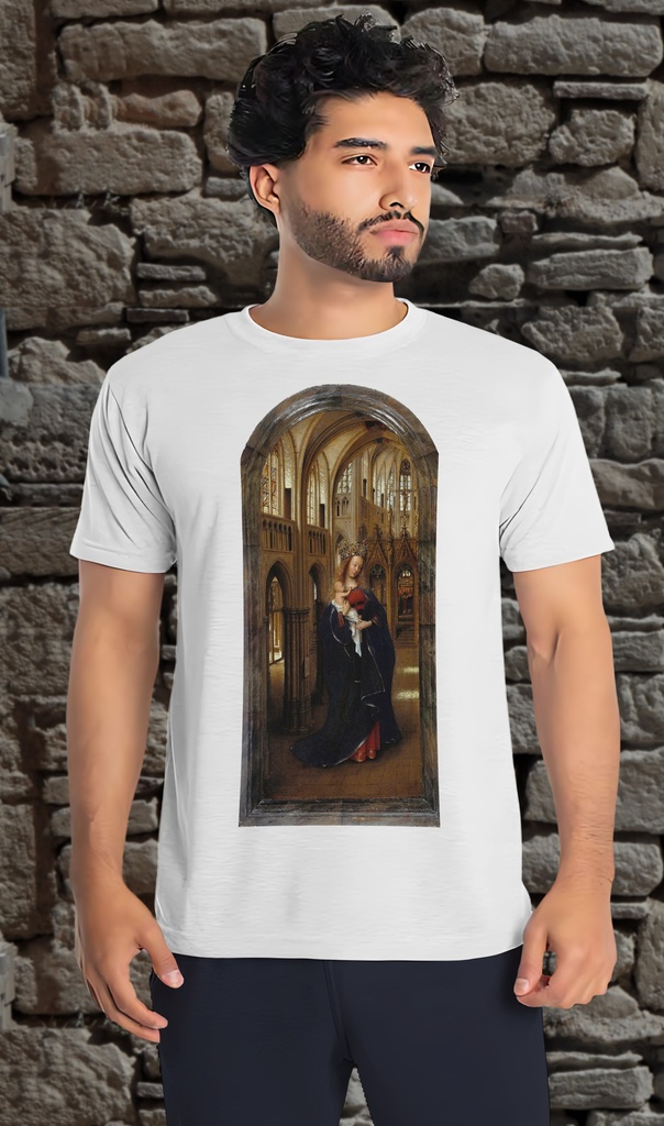 "Madonna" by Jan van Eyck T-Shirt Unisex (Small, White)