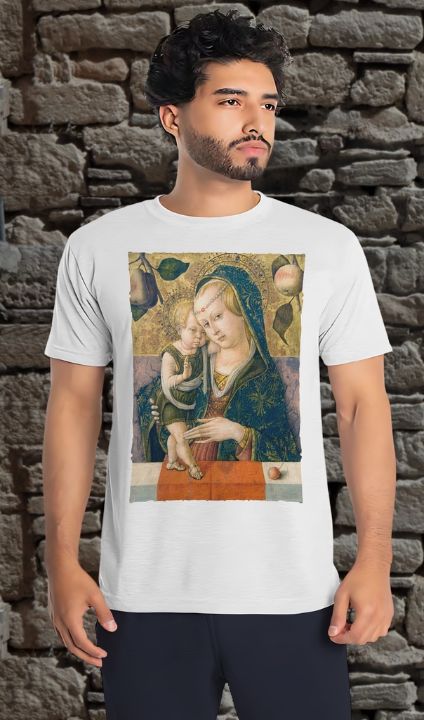 "Madonna" by Carlo Crivelli  T-Shirt Unisex (Small, White)