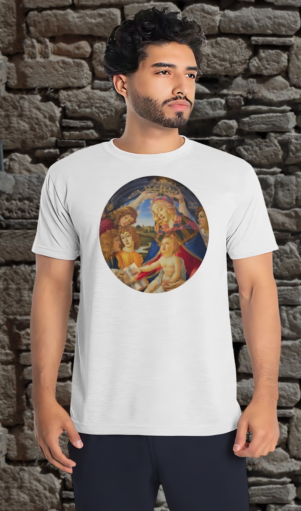 "Madonna of the Magnificat - Detail" T-Shirt Unisex (Small, White)