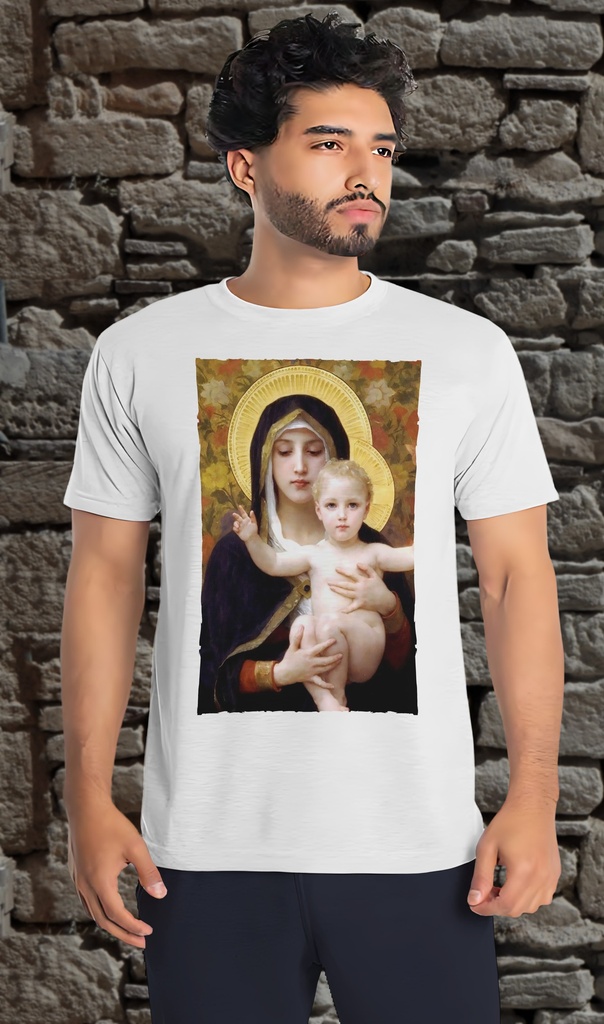 "Madonna of the Lillies - Detail" T-Shirt Unisex (Small, White)