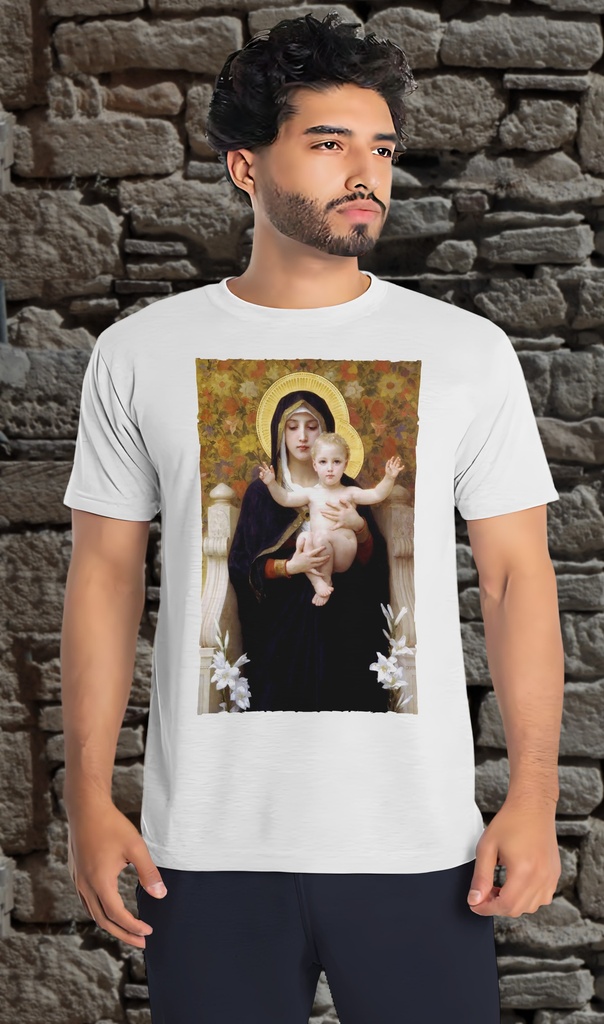 "Madonna of the Lillies" T-Shirt Unisex (Small, White)
