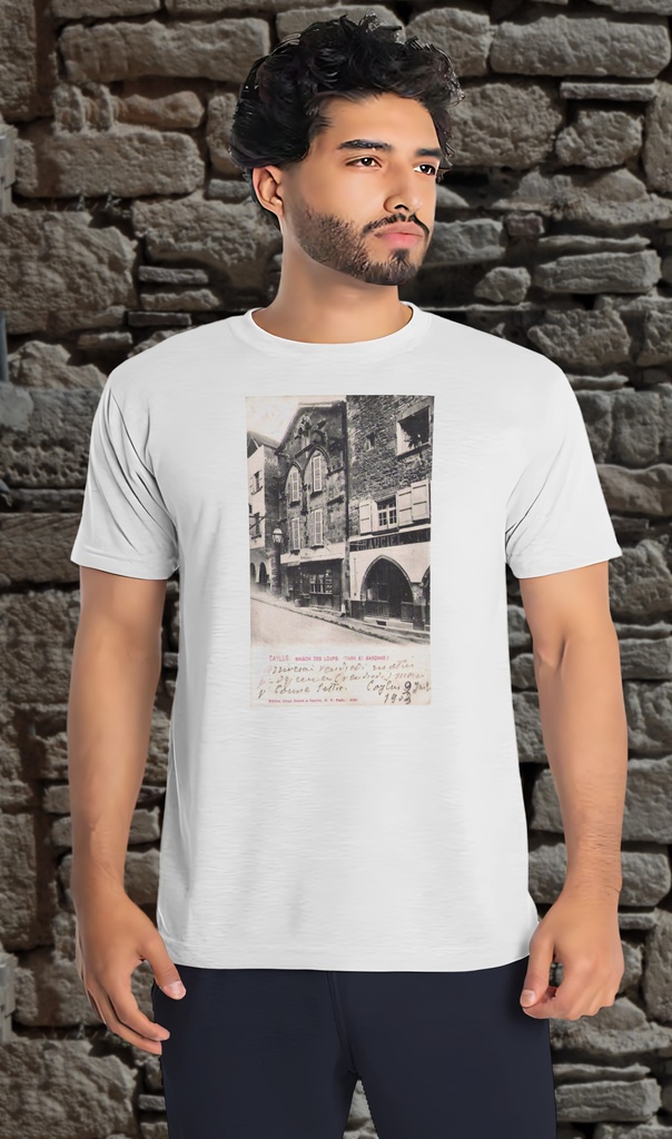 "Maison des Loups Postcard 06" T-Shirt Unisex (Small, White)
