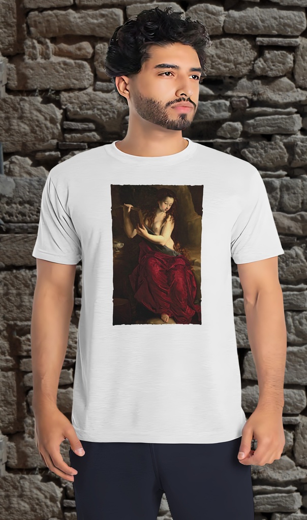 "Mary Magdalene" by Ginebra T-Shirt Unisex (Small, White)
