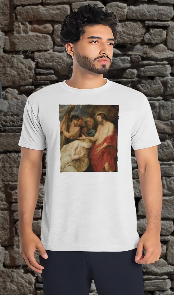 "Mary Magdalene" by Peter Paul Rubens T-Shirt Unisex (Small, White)