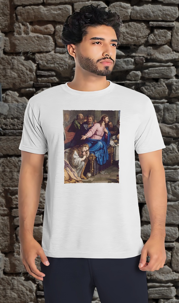 "Mary Magdalene - Detail 2" by Philippe de Champaigne T-Shirt Unisex (Small, White)