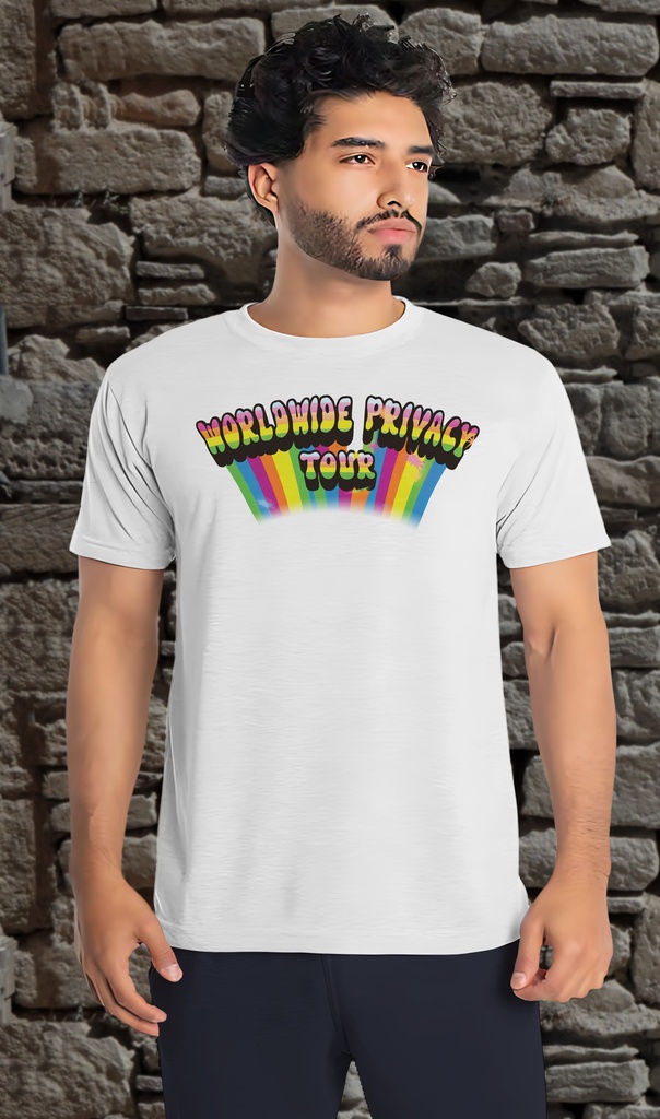 "Worldwide Privacy Tour" T-Shirt Unisex (Small, White)
