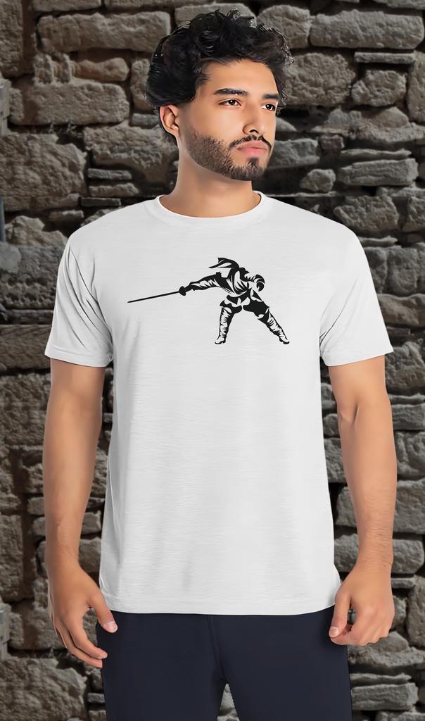 "Musketeer Thrust" T-Shirt Unisex (Small, White)