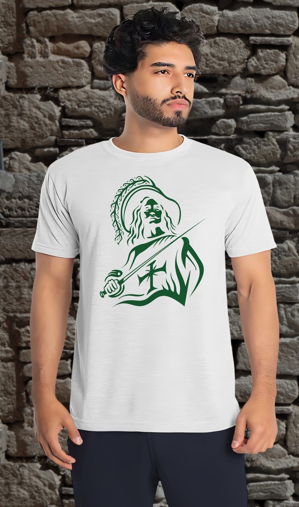 "Musketeer - Green" T-Shirt Unisex (Small, White)