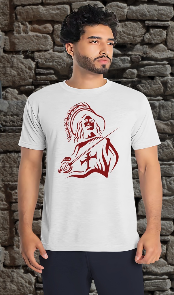 "Musketeer - Red" T-Shirt Unisex (Small, White)