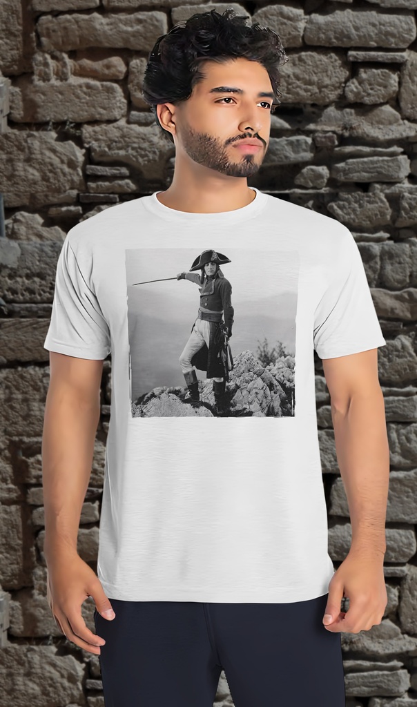"Napoleon Movie Standing on a Rock" T-Shirt Unisex (Small, White)