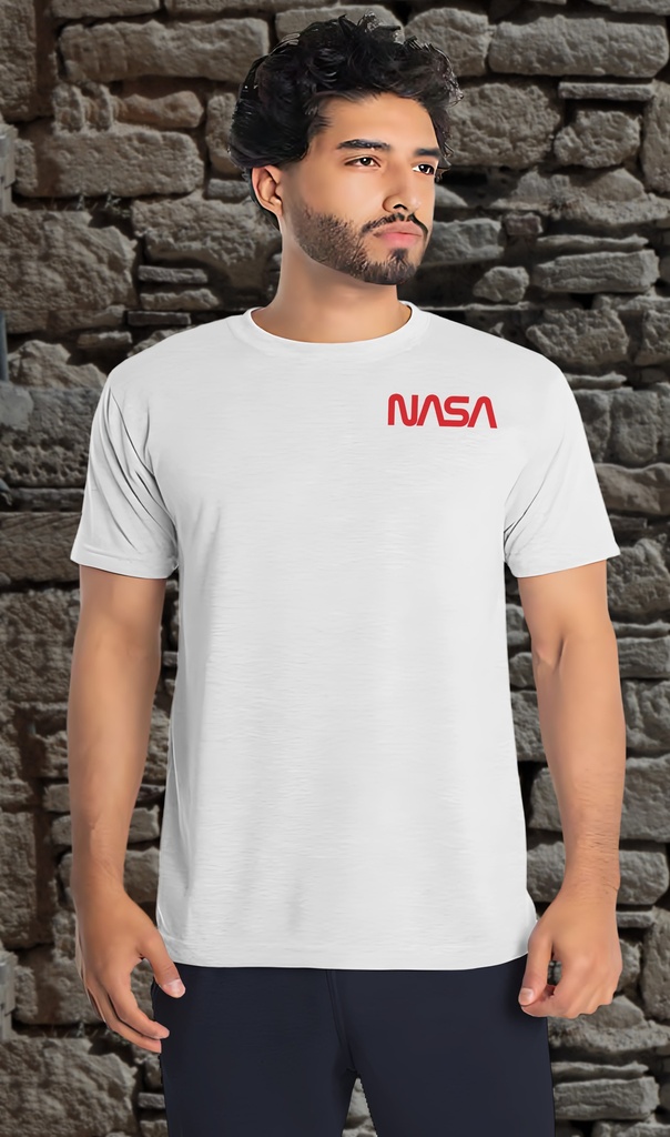 "NASA Worm Pocket Logo" T-Shirt Unisex (Small, White)