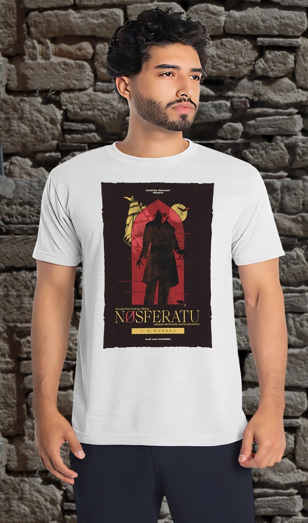 "Nosferatu French Poster" T-Shirt Unisex (Small, White)